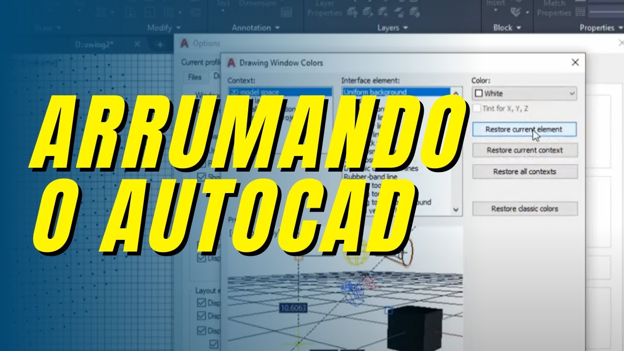 COMO TROCAR A COR DO AUTOCAD E MAIS DICAS [OPTIONS] - Curso Gratuito de AutoCAD - 02