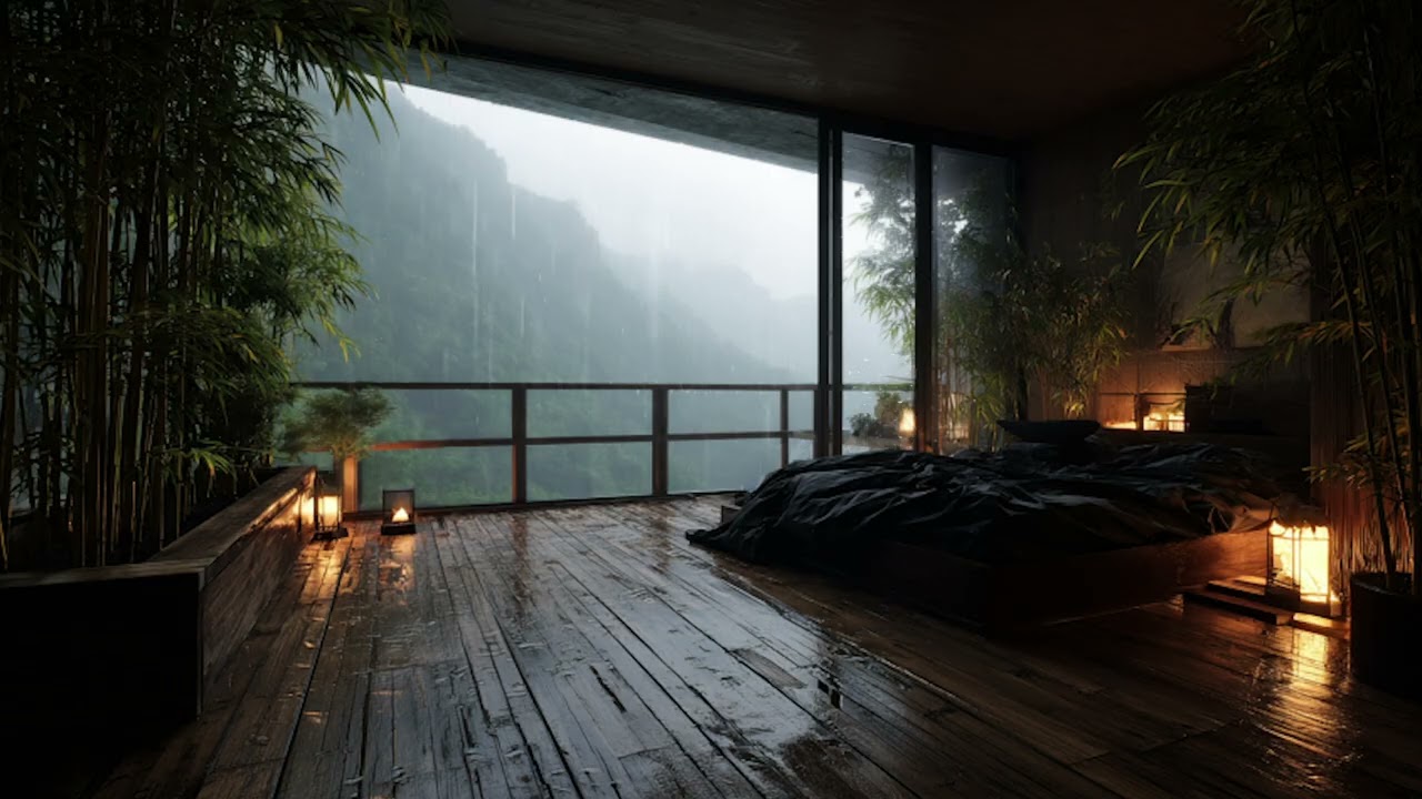 Thunder Rain in a Remote Mountain Wooden House 🌧️⚡ | Southeast Asia Highlands, Deep Relaxation