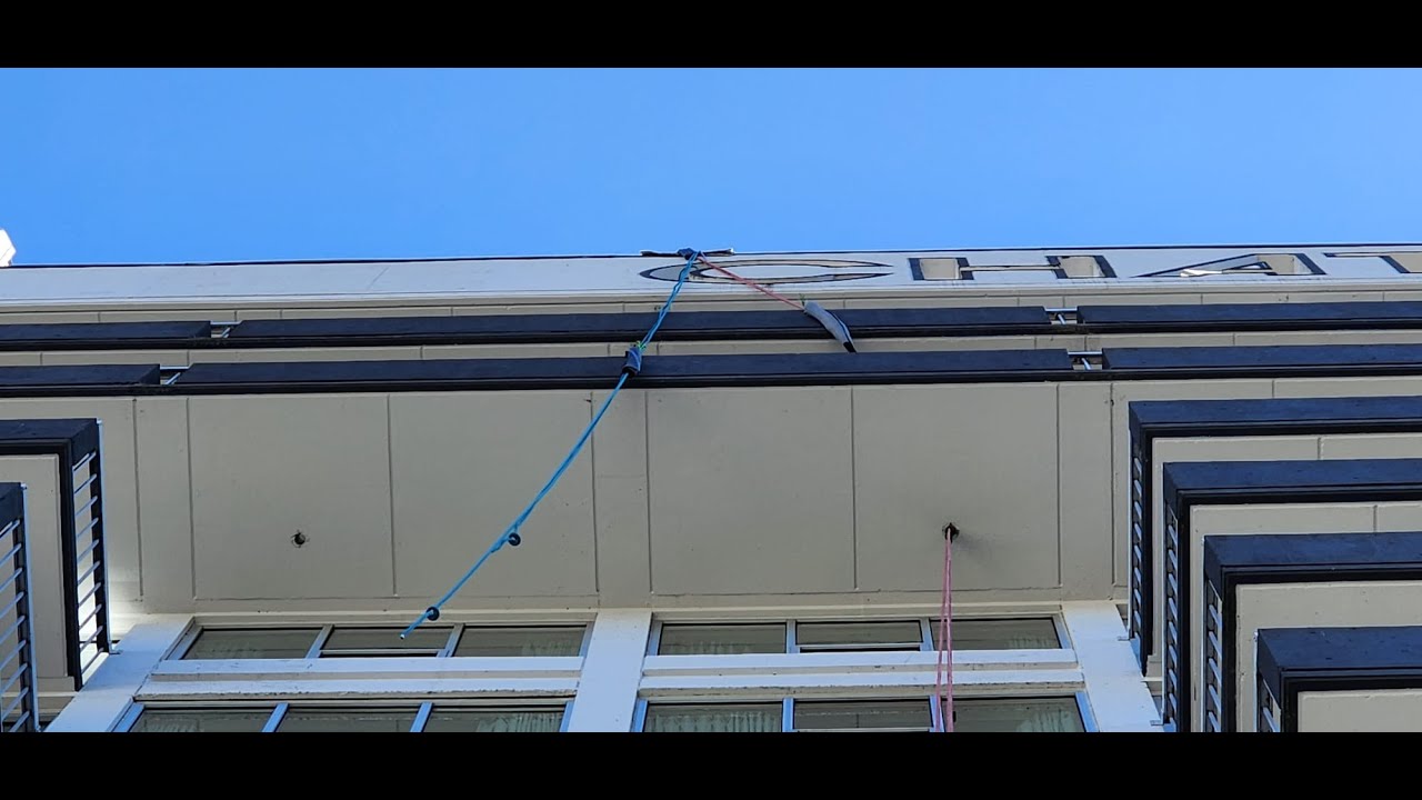 Rigging ropes for transfer, Chateau Grandville, Rope access 2023, Vancouver, Canada
