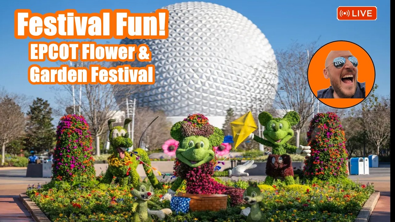 🔴 LIVE EPCOT Flower & Garden – Rides + Topiaries + Festival Food All Day!
