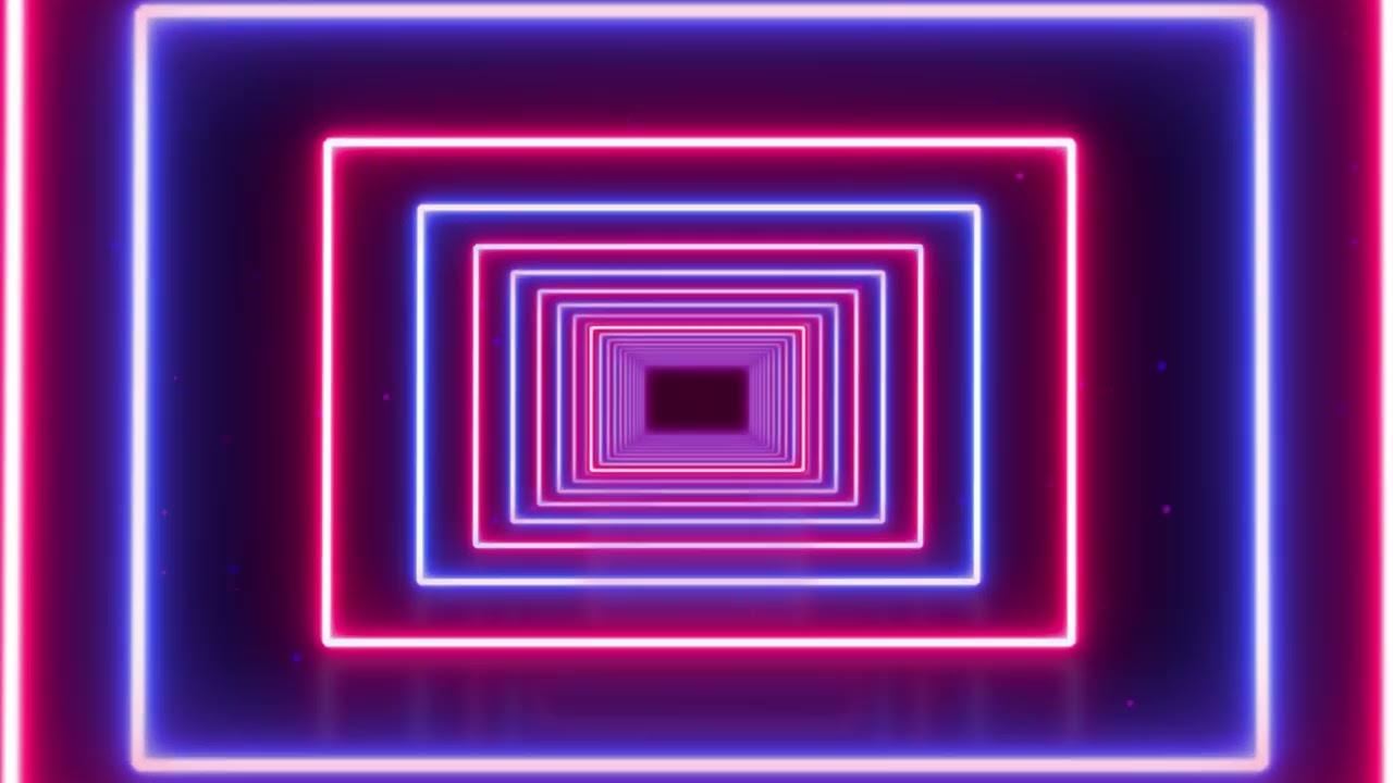 Neon Light Effect Rectangular Tunnel Abstract Glow Particles Background Loop