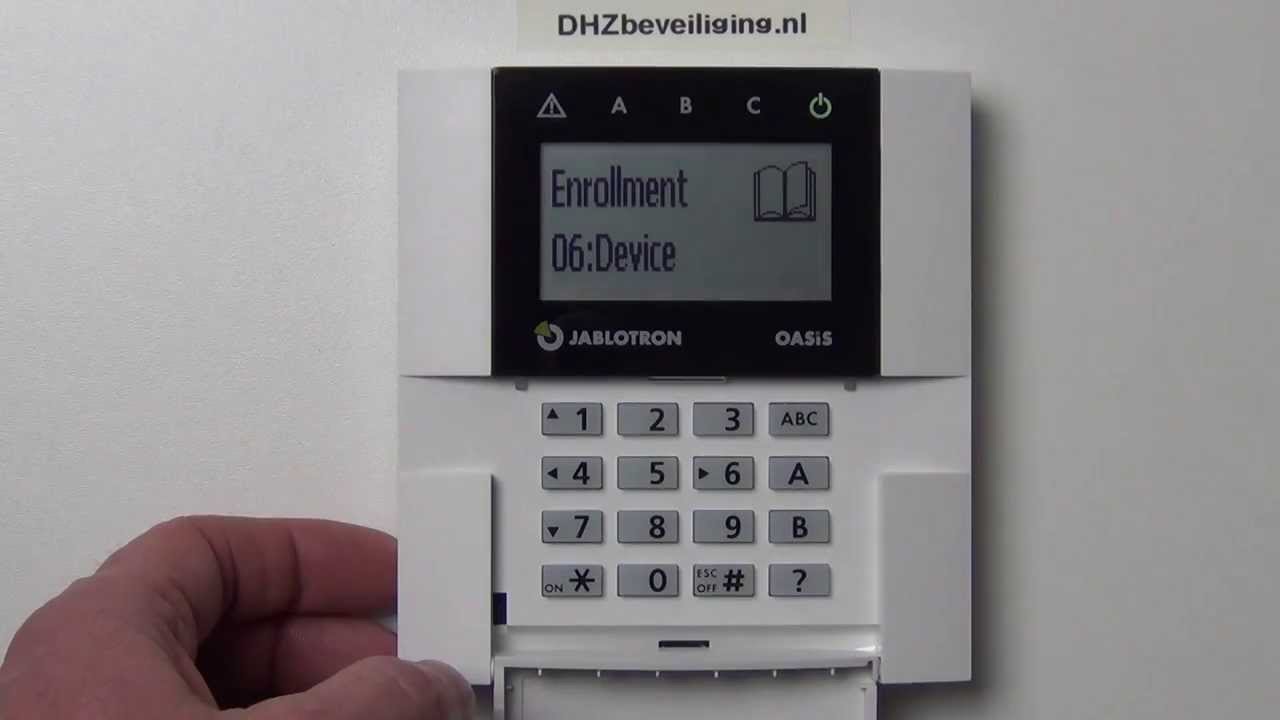 Jablotron alarmsysteem afstandsbediening RC-86 inleren.