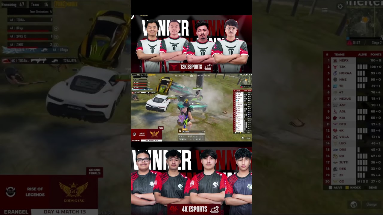 4K Esports Vs T2k Esports.. @godsgangesports  #pubgmobile #shortsvideo