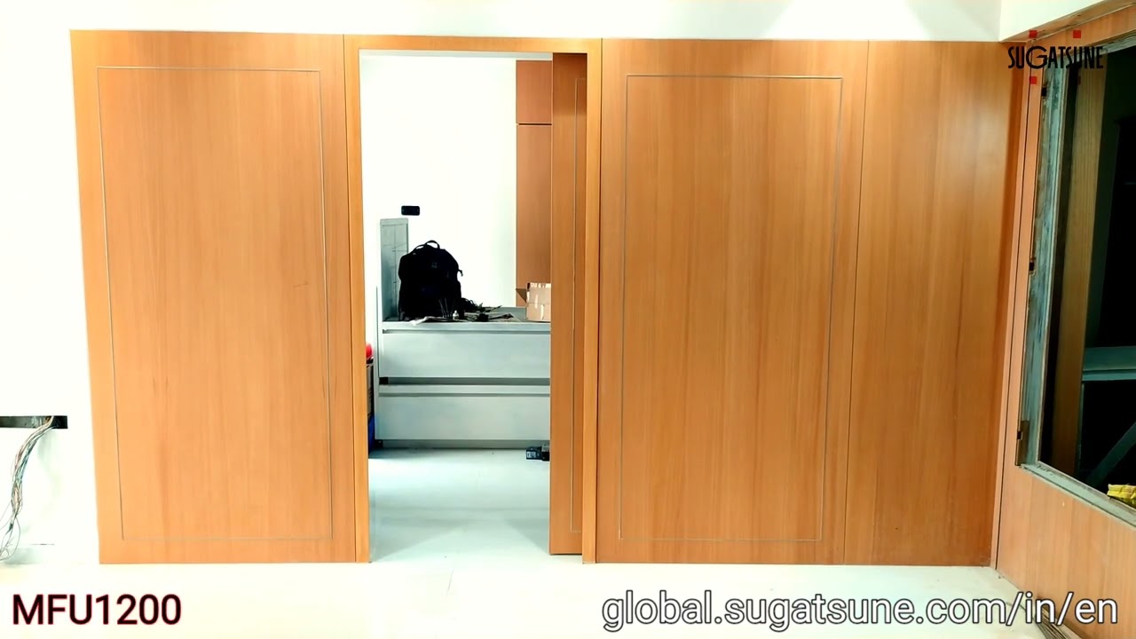 flush sliding door install  ! hidden sliding door ! MFU -1200 two way soft close ! Lamp by sugatsune