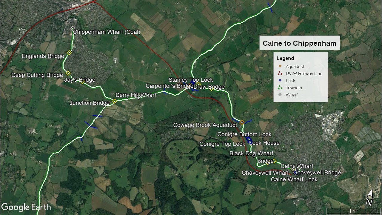 Fly along the Wilts & Berks canal from Calne to Chippenham