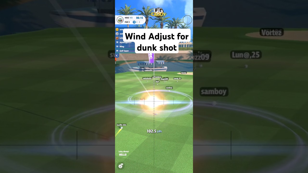 Golf Super Crew - how to adjust wind for dunk shot