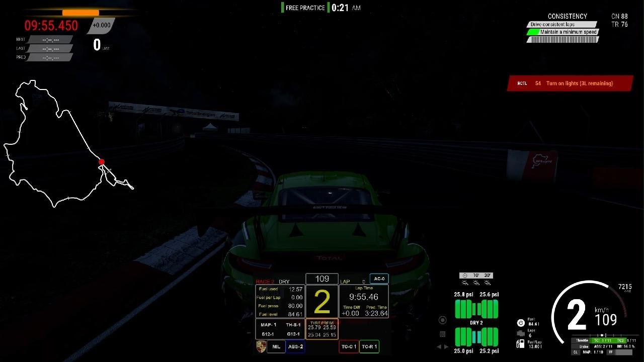 Driving the Nürburgring with no Headlights in Assetto Corsa Competizione