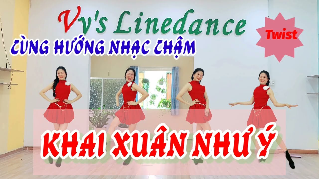 [Cùng Hướng Nhạc Chậm] Khai Xuân Như Ý Line Dance l Bài Hướng Dẫn Dưới Video#vylinedance #xuan #tet 