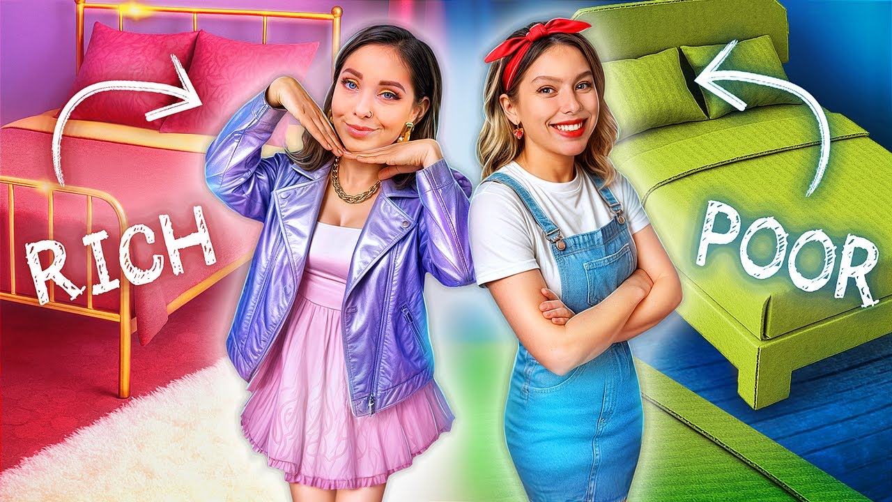 Rich vs Broke Secret Room! Let's Build a Bunk Bed!