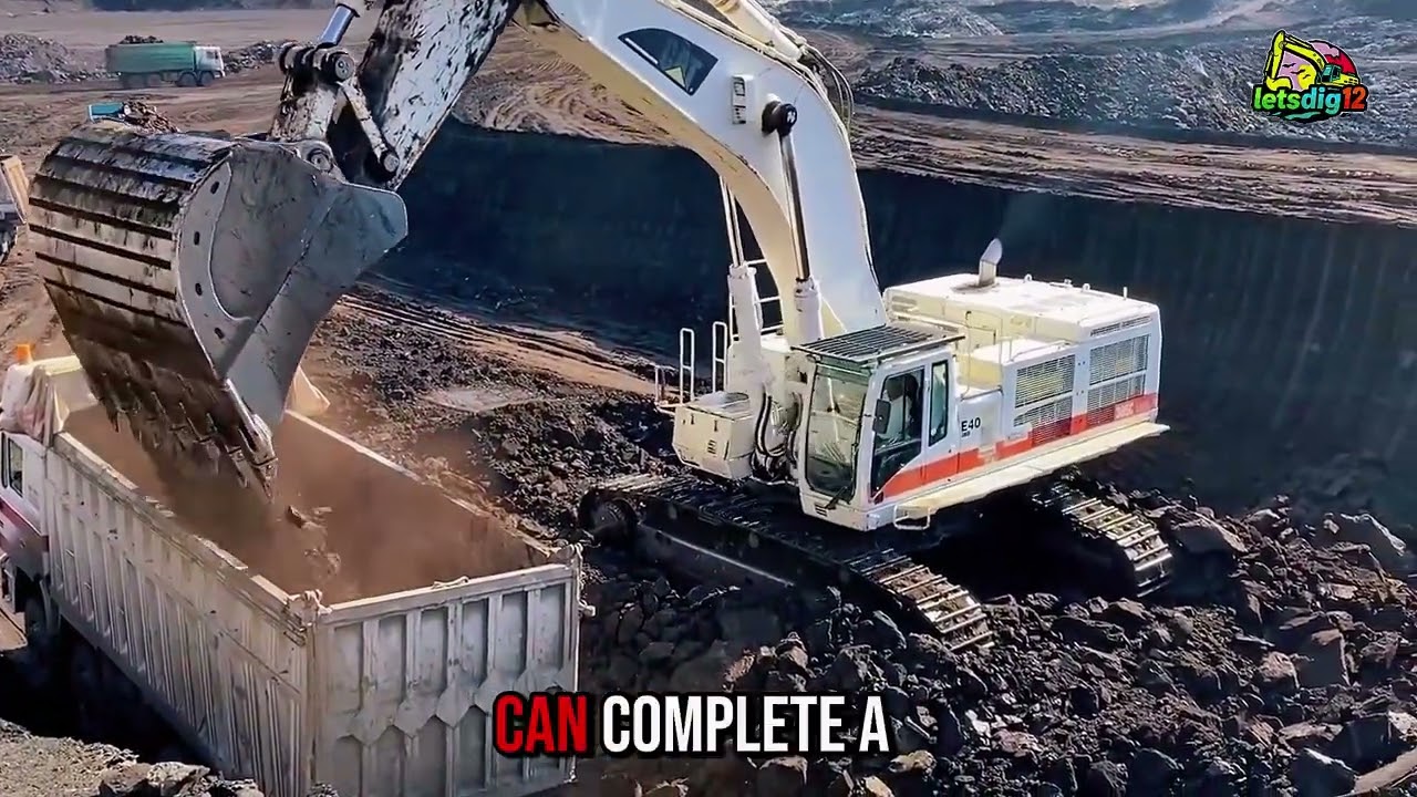 Massive Caterpillar 385C White Excavator Loading Coal | Liebherr R9100 Power with Bell B50D & TR60