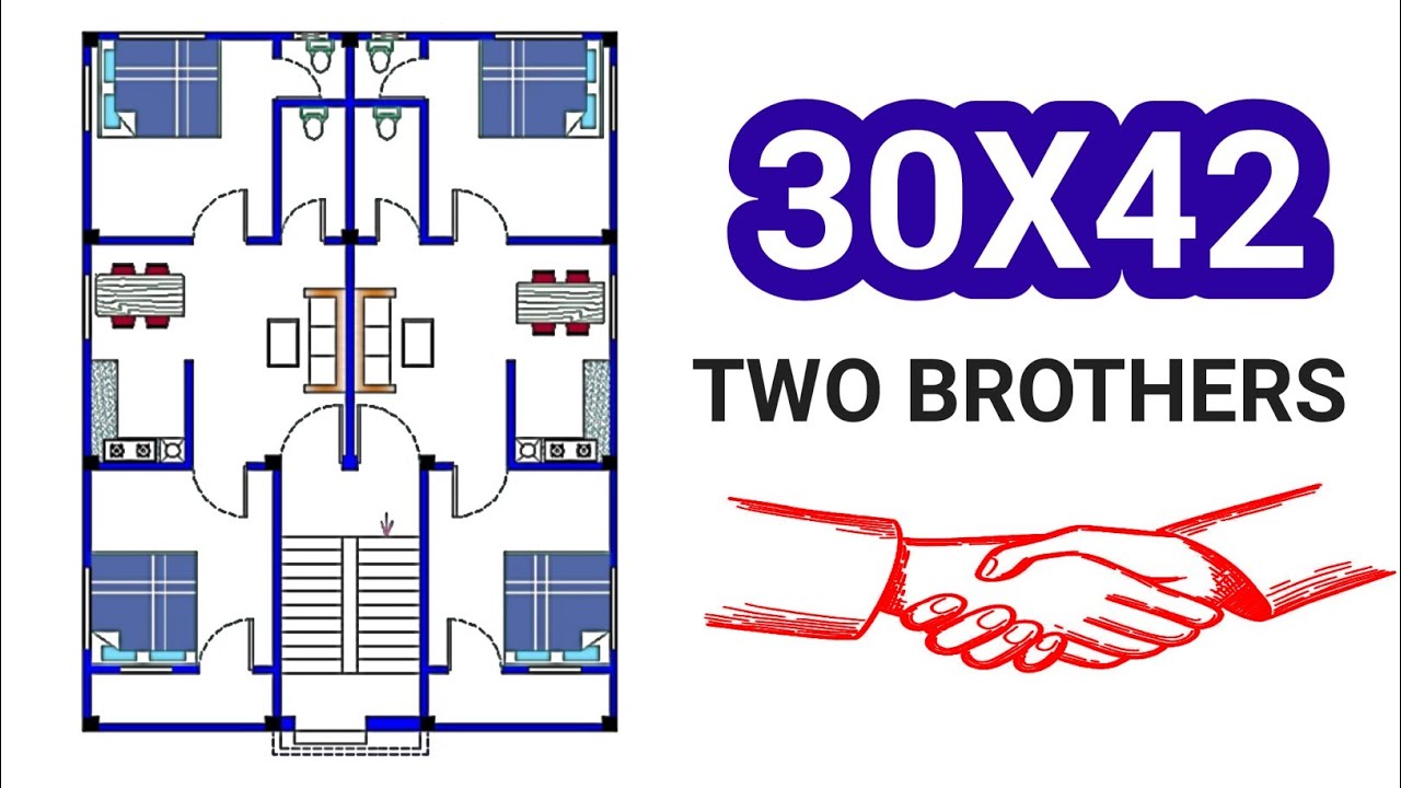30*42 house plan for two brothers | 30*42 two brothers house design