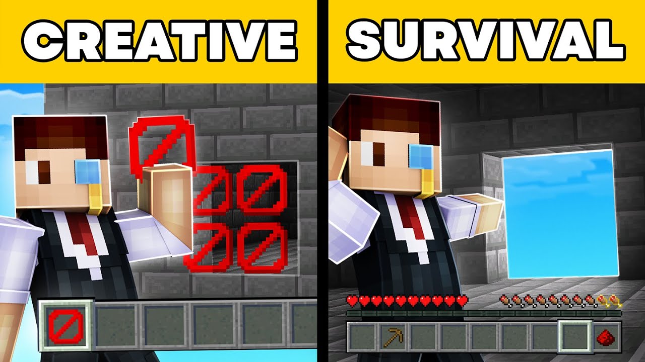 Redstone TROLL vs Minecraft RÄTSEL - DUELL: CREATIVE vs SURVIVAL