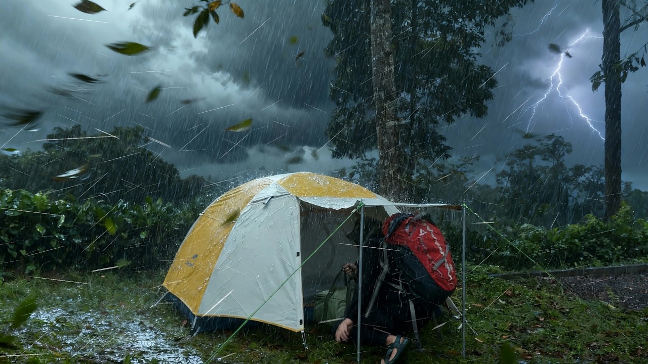 I Thought It Was Just Rain.. Tarp Camping in Heavy Rain | Cozy Rain Sounds for Sleeping & Relaxation