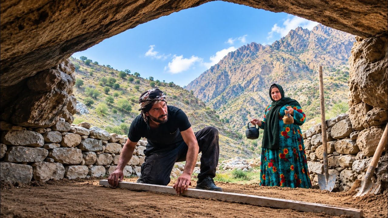 🪨 Living in a cave | Rebuilding a rock shelter to build a safe home 🏔️