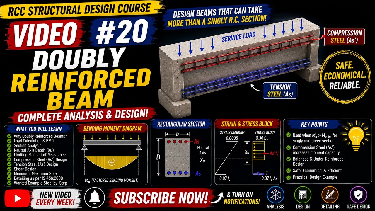 RCC Structural Design #20 | Doubly Reinforced Beams &ndash; Step-by-Step Analysis & Design