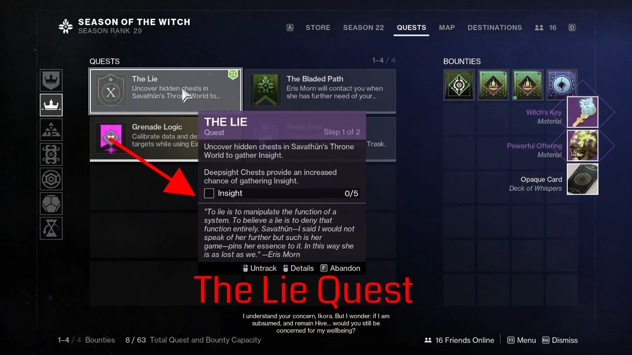 Destiny 2 - Uncover Hidden chests in Savathun's Throne World to Gather Insight | The Lie Quest