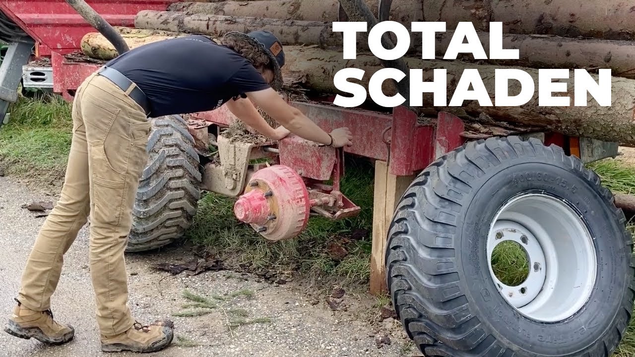 Reifenplatzer am Rückewagen! Werkstatt statt Forst. Der Borkenkäfer im Wald wartet nicht.