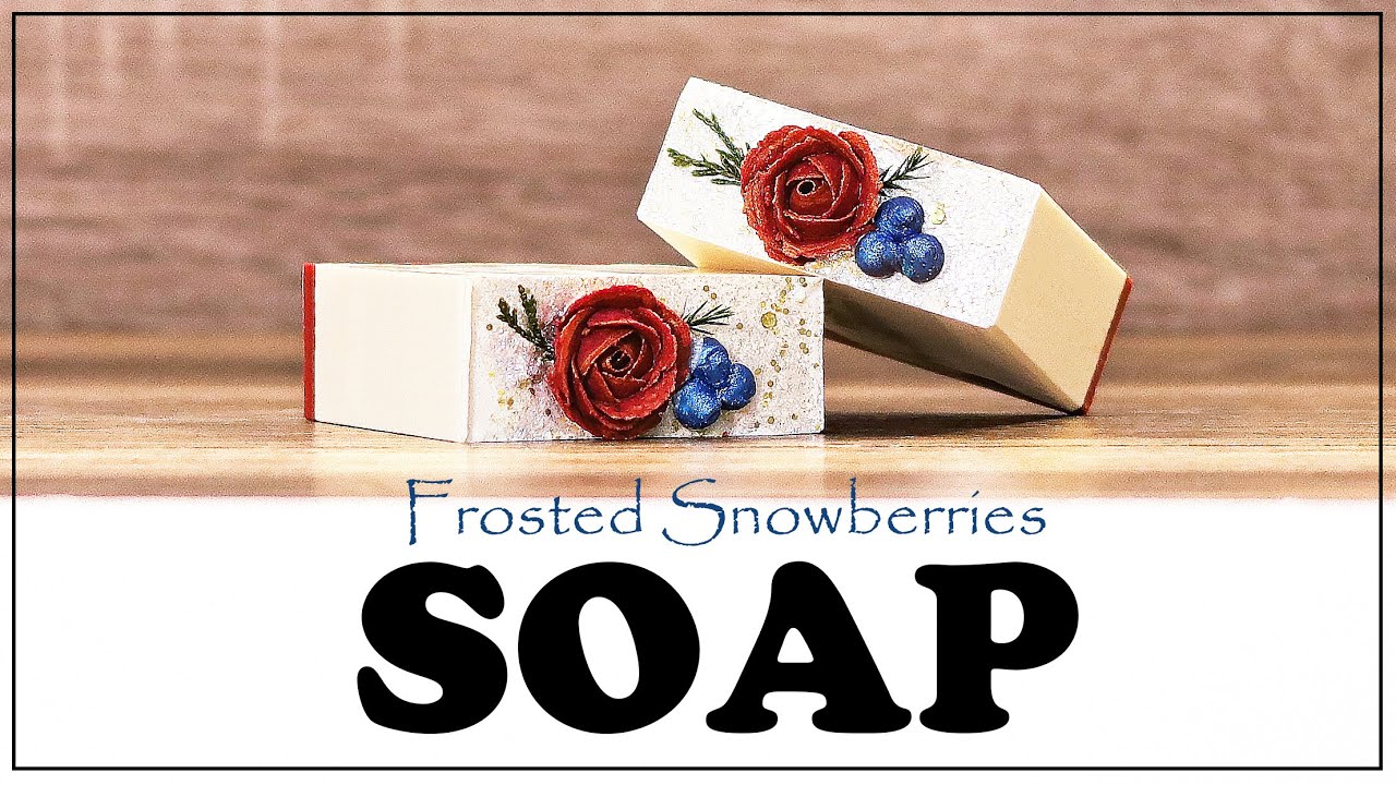 Making Frosted Snowberries Christmas Cold Process Goat Milk Soap with piped Roses, Holiday Gift idea