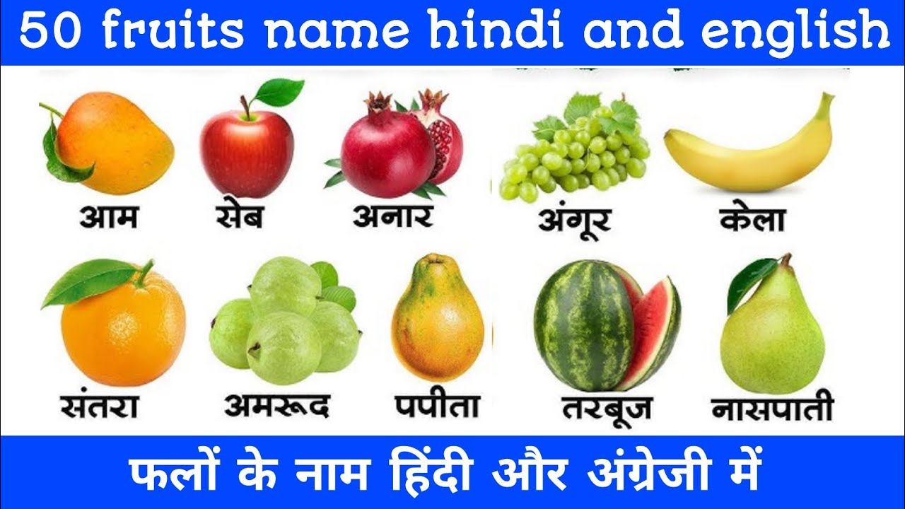 Fruits Name in Hindi and English | fruits name | फलों के नाम | 20 fruits 