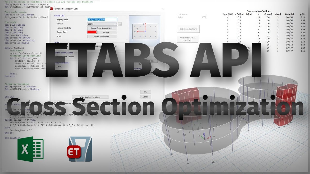 ETABS API - Parametric Design and Optimization of Concrete Cross Sections