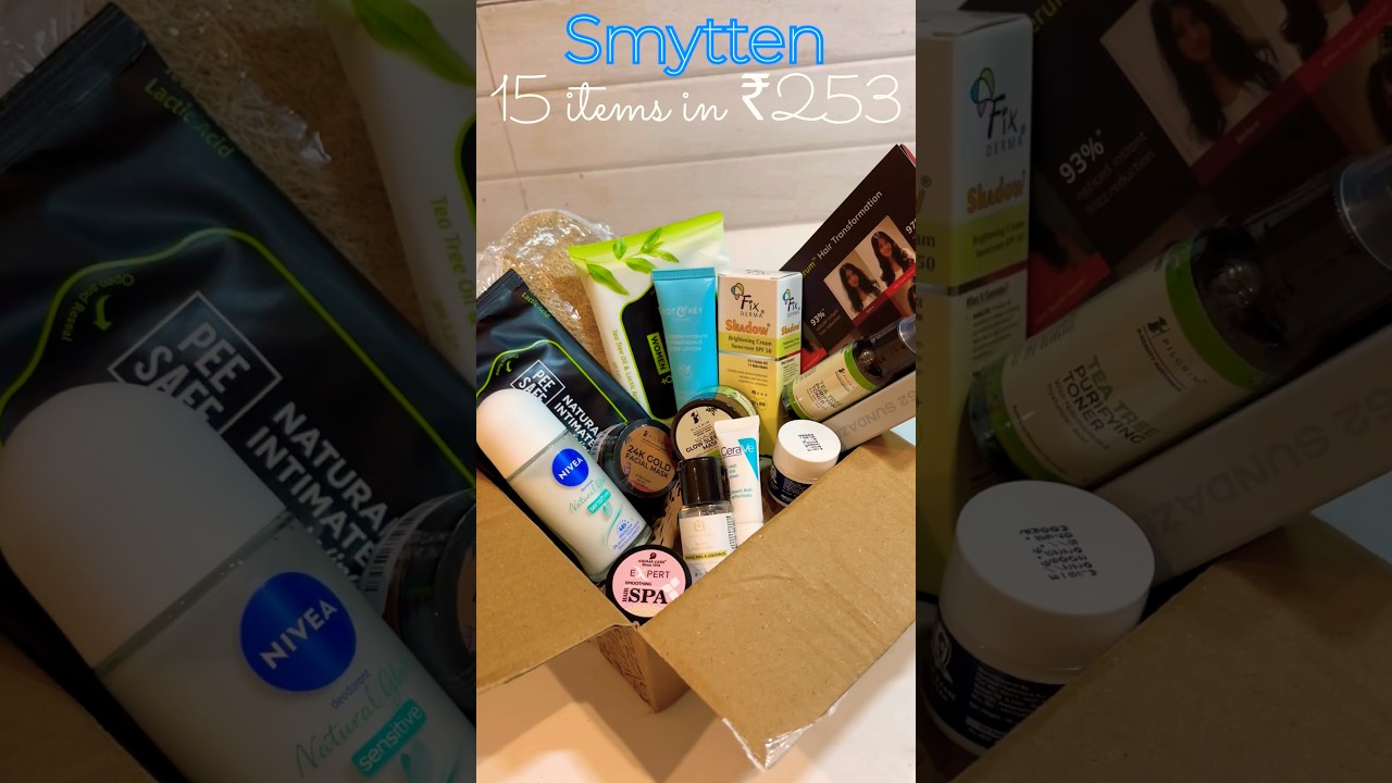 Got ₹1638+ Skincare for ₹253 only? 😱 #Shorts #smytten #free #freesamples #unboxing #goodies #viral
