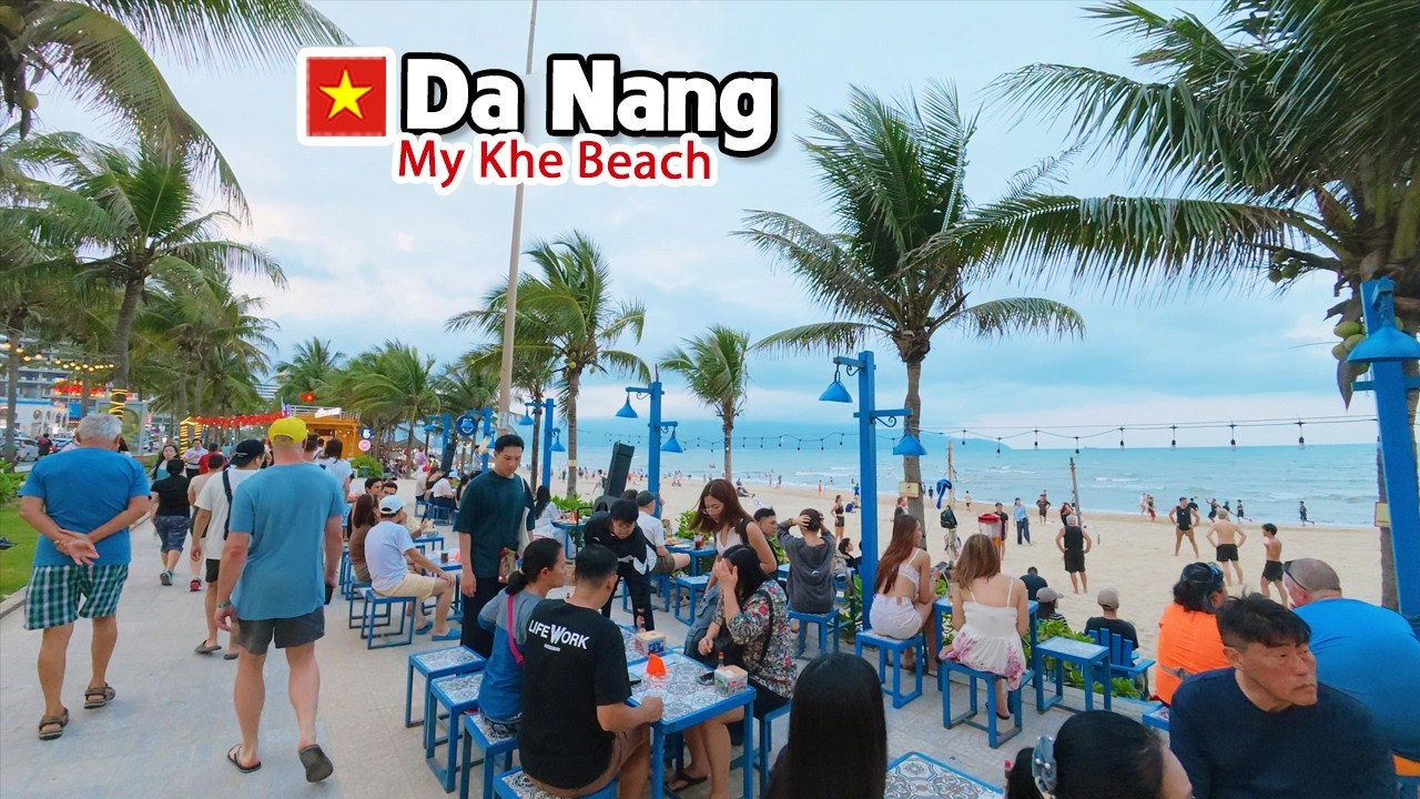 DA NANG VIETNAM My Khe Beach Bustling Afternoon Vibes - So Many People at the Beach