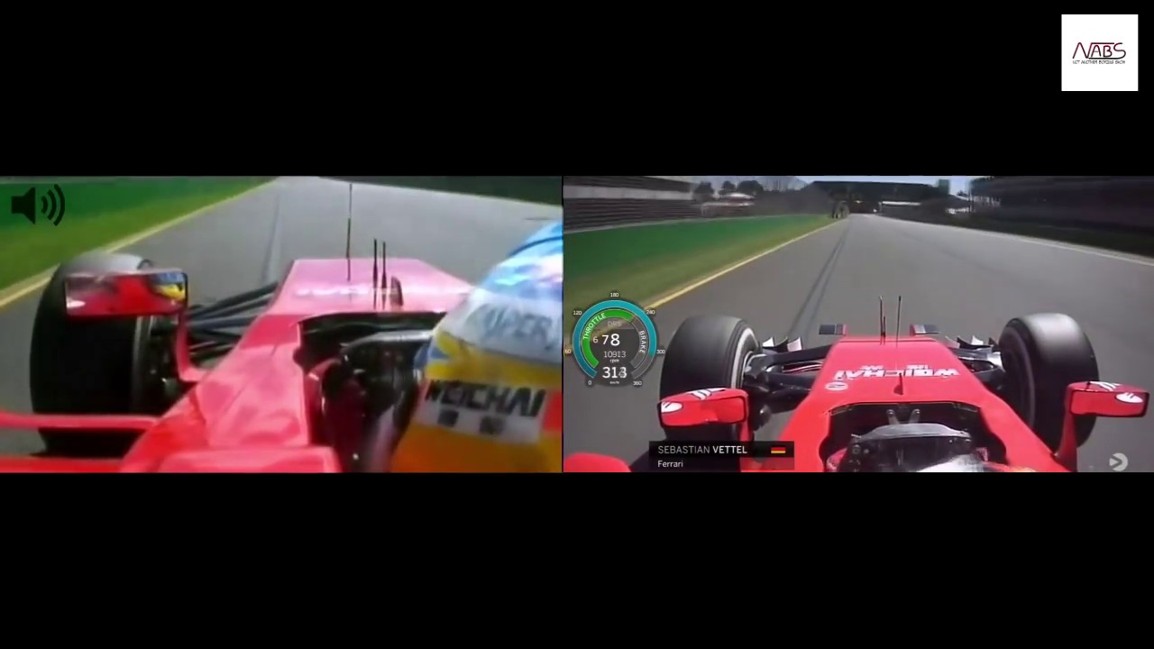 F1 2015 Ferrari F14T vs SF15T Alonso vs Vettel Onboard lap