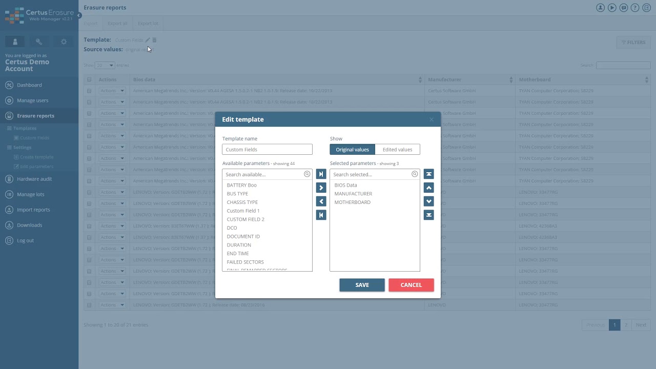 Tutorial 3: Erasure reports Certus Software