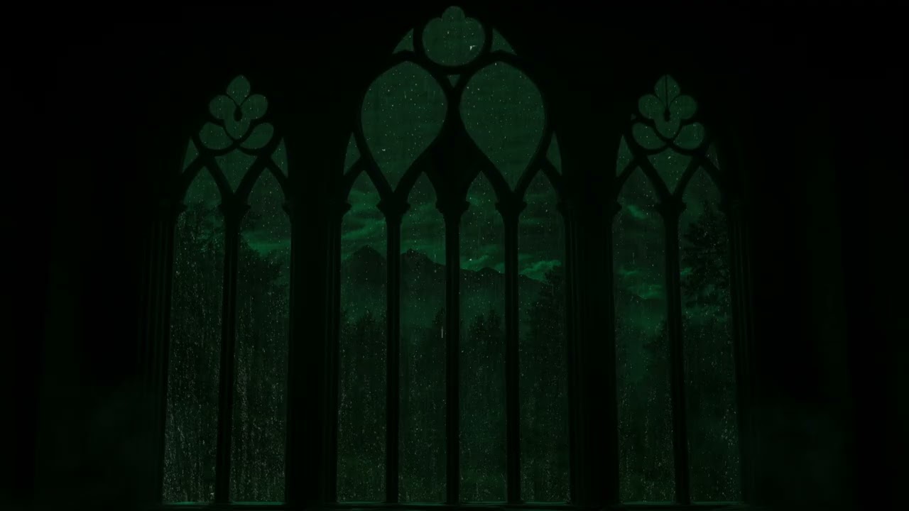 (No Ads)Deep Forest Winter Rain in a Dark Bedroom Windows 🌧 | Peaceful Cabin Ambience for Deep Sleep