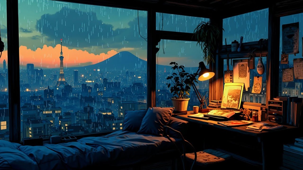 Дождливый город Lofi Chill ~ Уютная музыка для учебы ~ Фокус и Релакс Инструментал