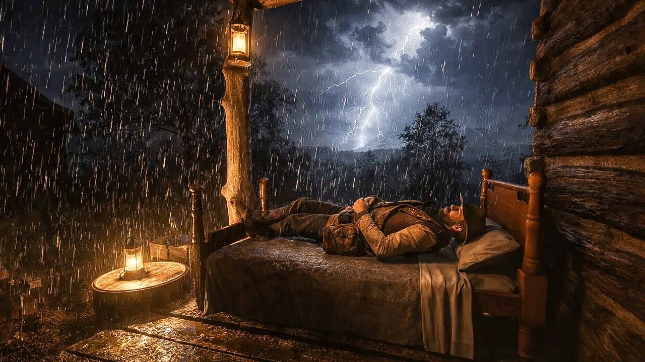 Arthur's Lonely Moment While Sleeping on a Porch Bed During Crazy Thunderstorm | RDR2 ASMR