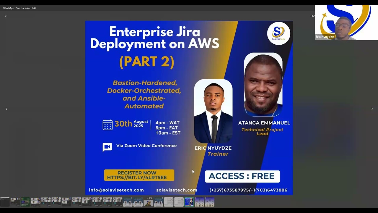 Secured Jira deployment on AWS using Docker and Ansible AWS DevOps Workshop   August 30, 2025