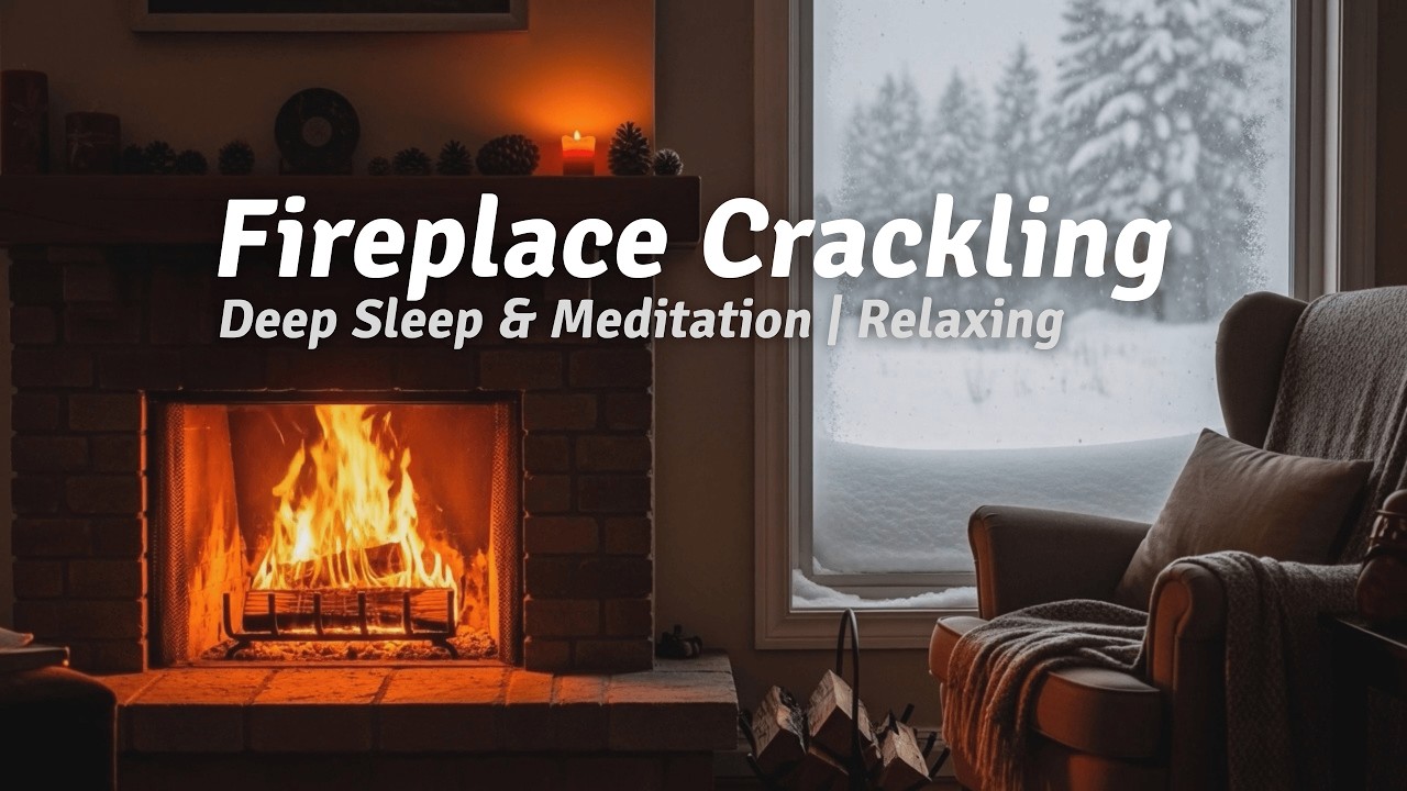 LIVE 🔴 Fireplace Crackling Night Ambience for Deep Sleep