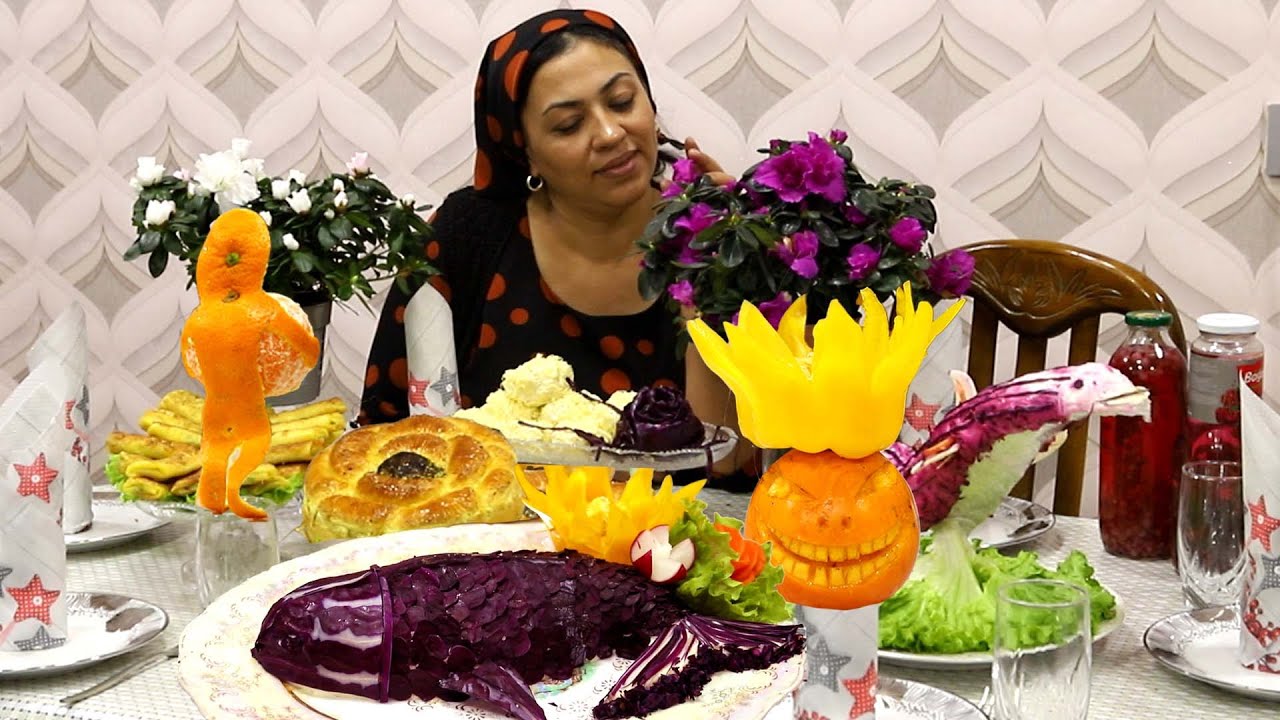 3 Вкусных Салата к Новогоднему Столу | Салат Шуба и Салат в форме Рыбы с Кукурузы | Блины