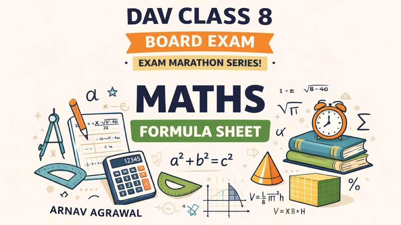 CLASS 8 DAV BOARD EXAM MARATHON SERIES MATHS FORMULA CHEAT SHEET GUN SHOT VIDEO 