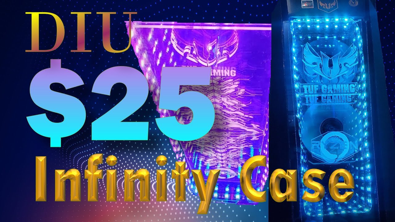 $ 25 double infinity Mirror PC MOD, RGB & Aura Sync Fake Glass and laser engraving & cut acrylic