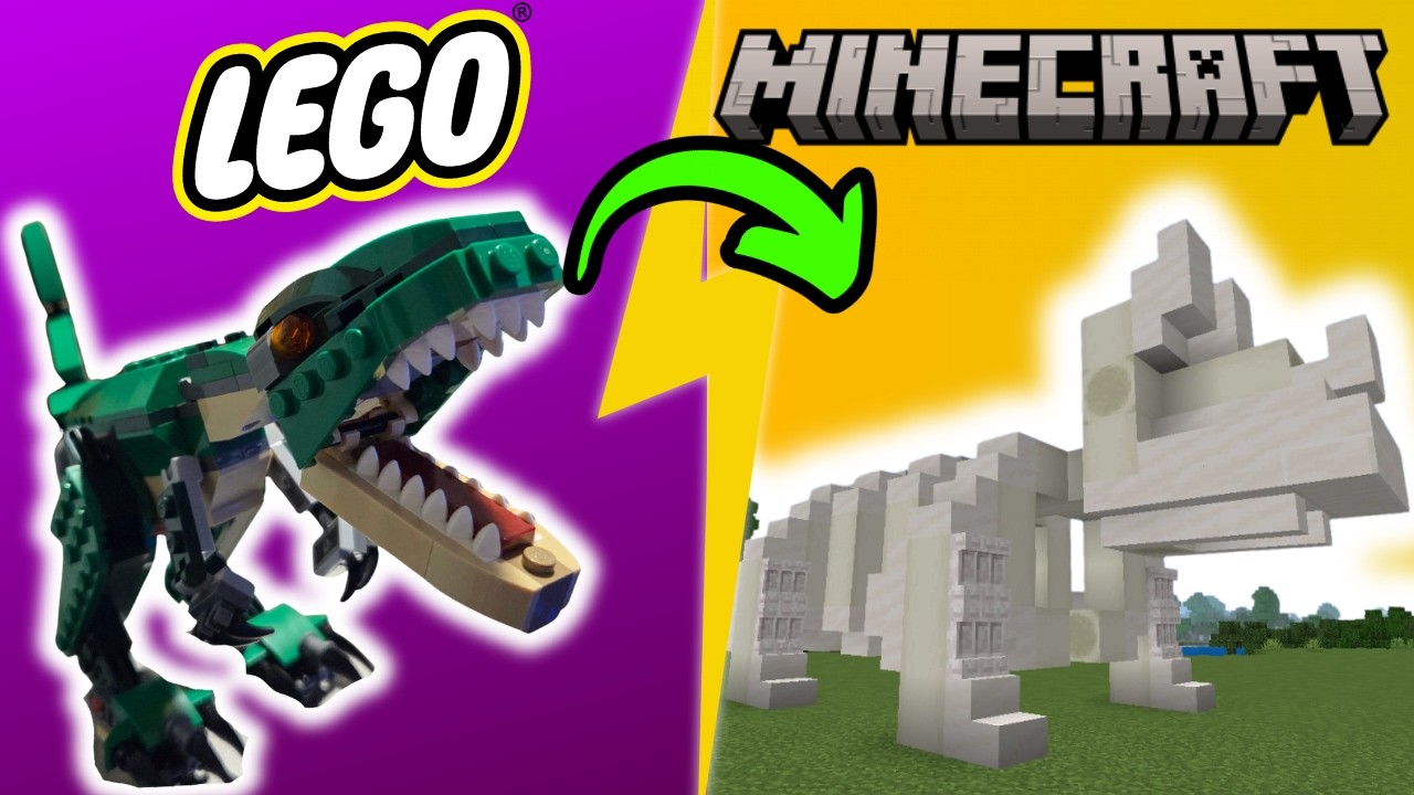 Я превратил 3 динозавра из LEGO в окаменелости из Minecraft!! 🦕🧱