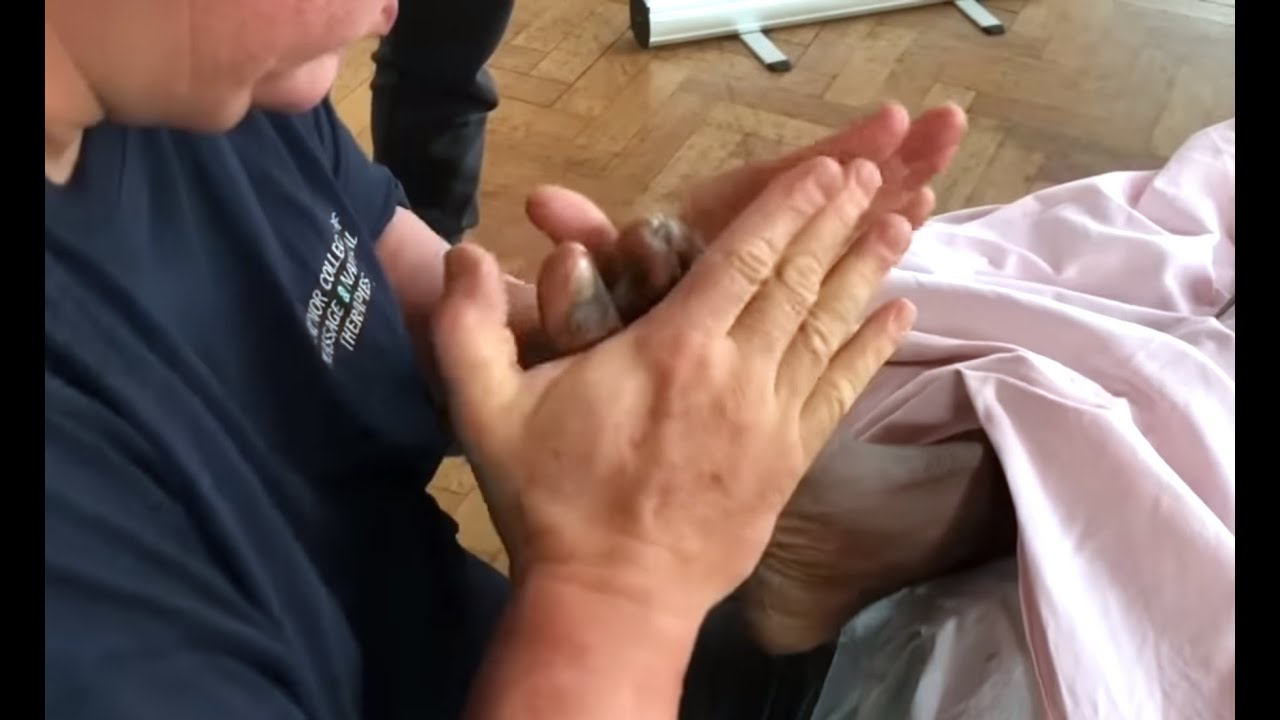 Foot massage. Working Alpha's feet and toes with Raynor massage.