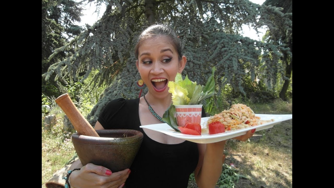 Thai Kochen SOM TAM PAPAYA SALAT authentisch Thai Style