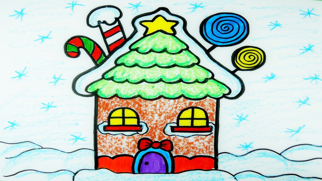 How to Draw a Gingerbread house. Easy. Drawing for kids. Как нарисовать пряничный домик.