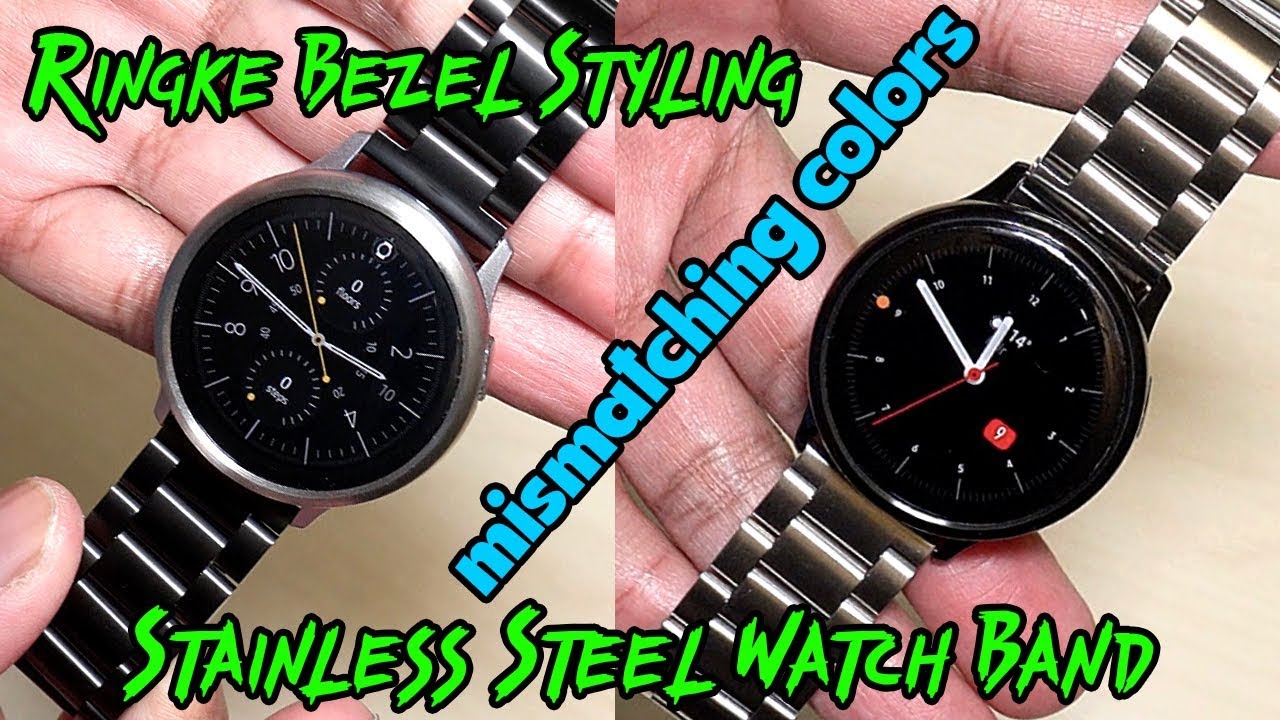 Samsung Galaxy Watch Active 2 Ringke Bezel Styling | Stainless Steel Watch Band Mismatching Colors