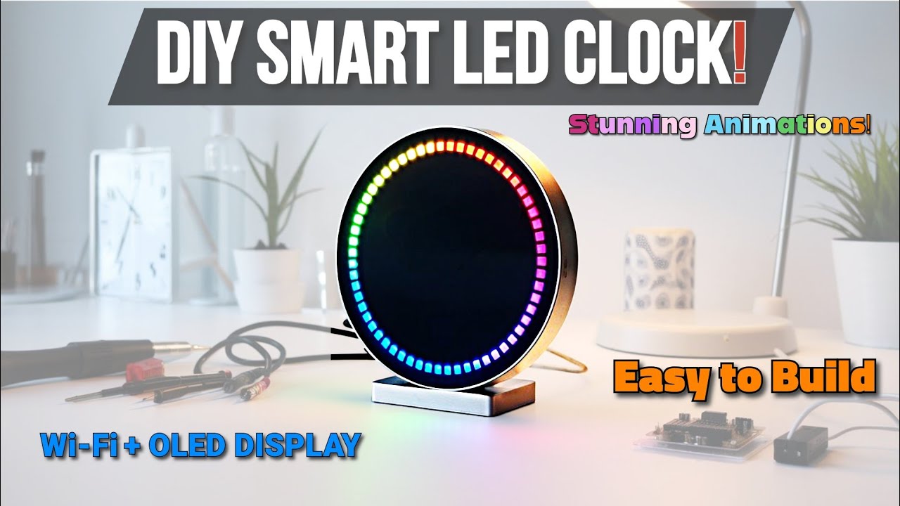 WS2812 LED Ring Clock with Wi-Fi & OLED Display | Cool Animations & Web Control