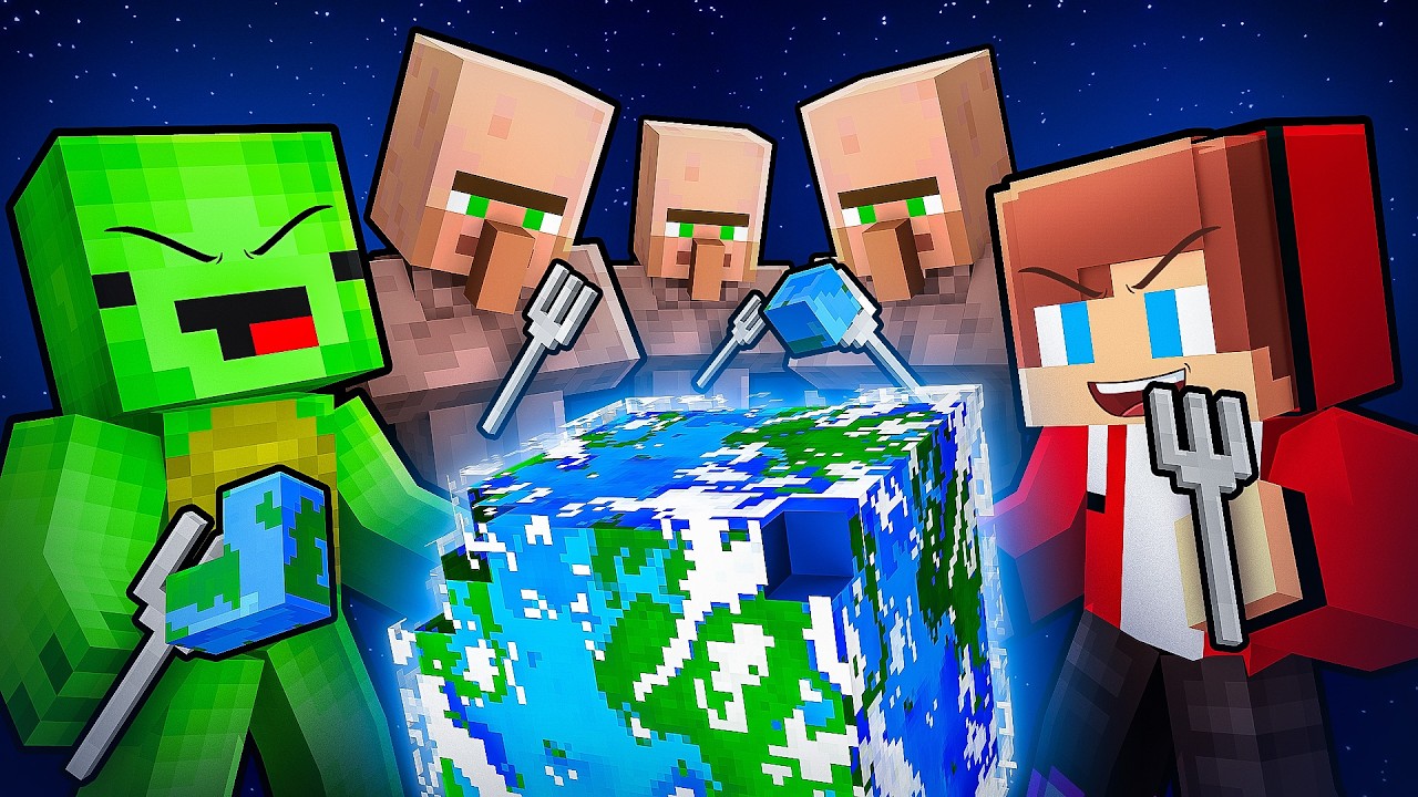 Mikey and JJ Village EAT the WORLD in Minecraft (Maizen)