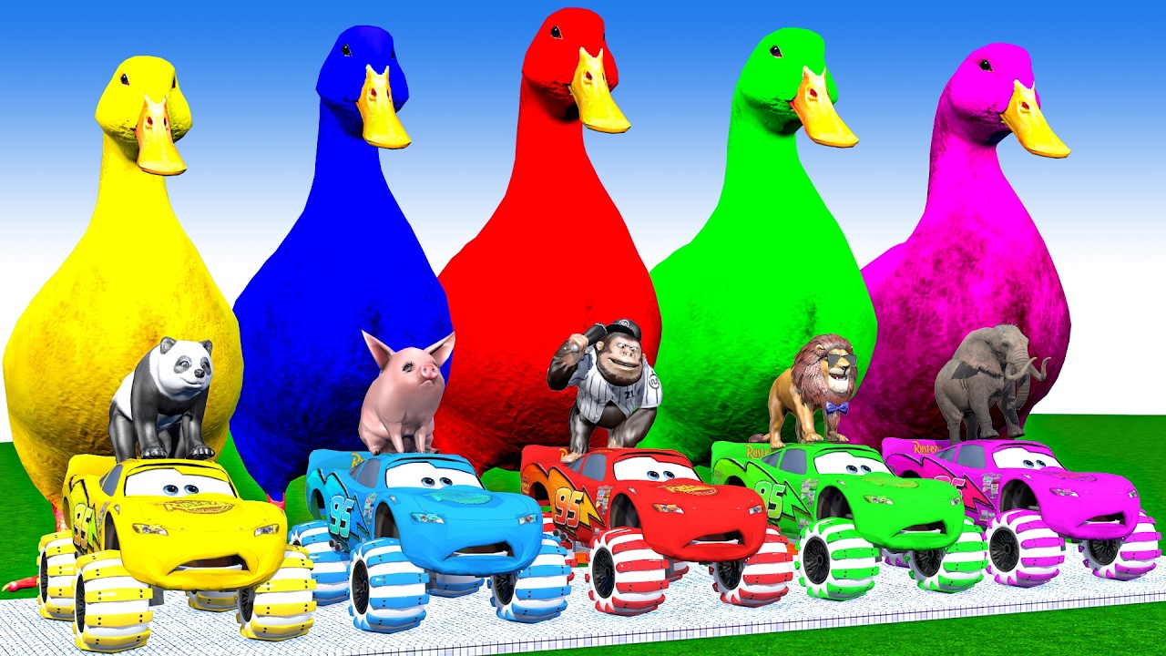 Long Slide Game With Cow Elephant Gorilla Hippopotamus Tiger 3d Animal Game Funny 3d Animals