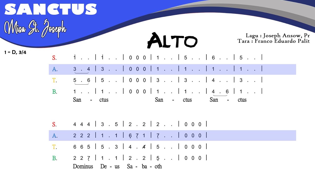 Sanctus Misa St. Joseph | ALTO | Not Angka