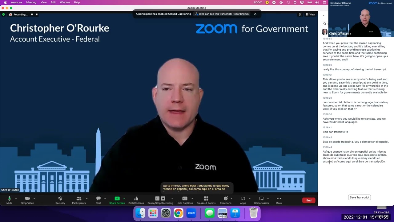 Zoom - Live Translated Captions Demonstration