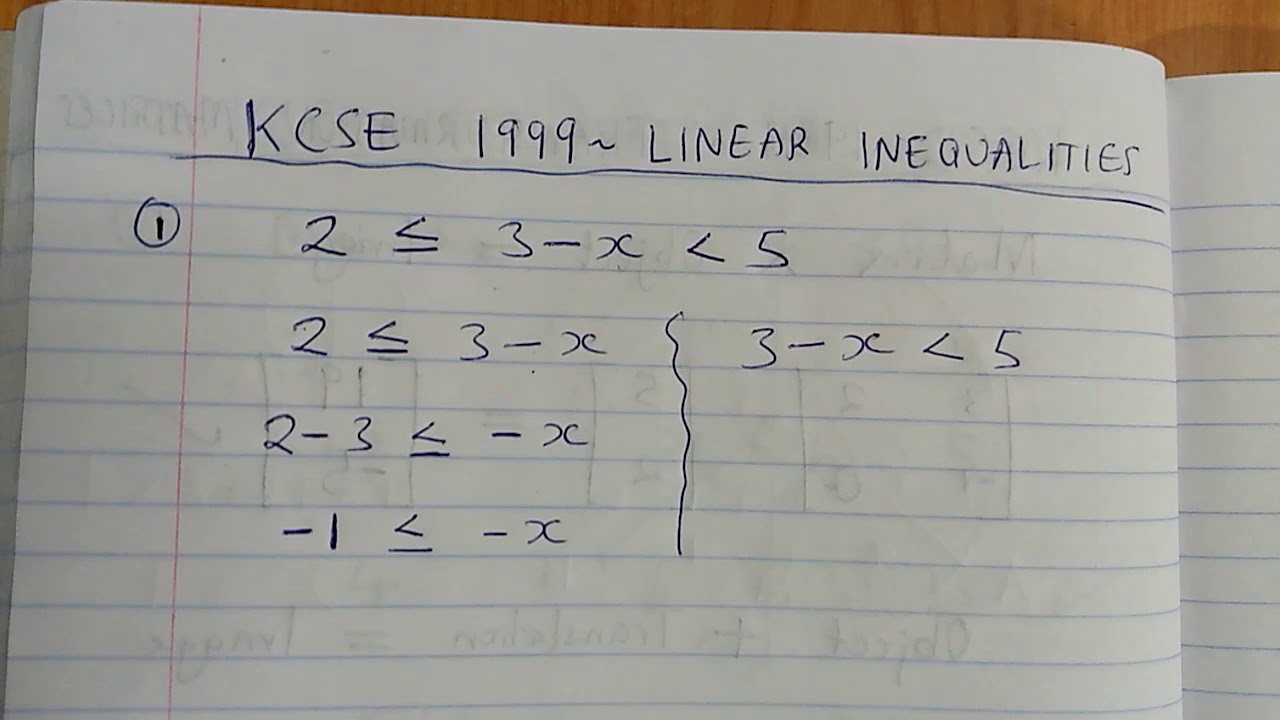 KCSE 1999 - LINEAR INEQUALITIES