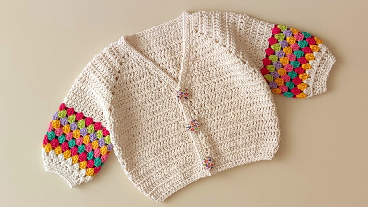 EASY CROCHET❤ KOLAY V YAKA HIRKA YAPIMI❤TIĞ İŞİ HIRKA TARİFİ BABY CARDİGAN