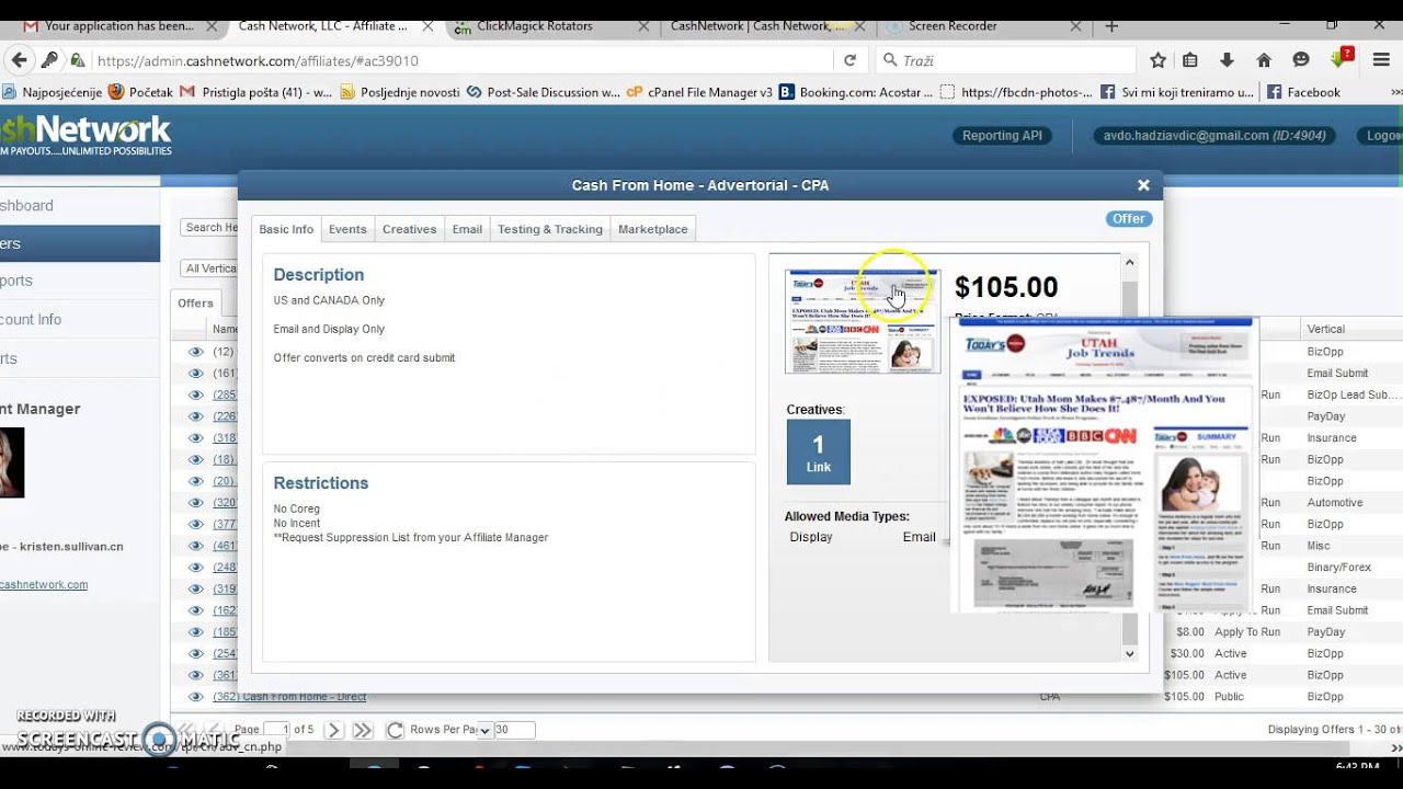 Cash Network    getting your affiliate link