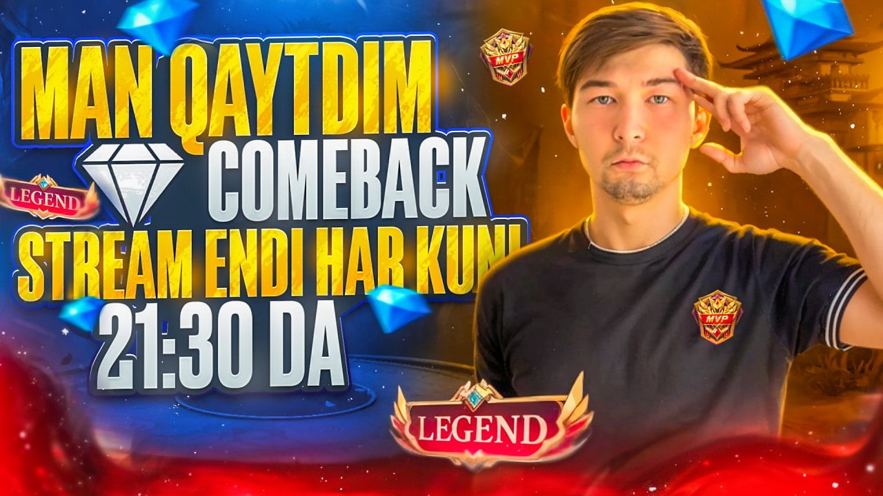 QAYTDIM COMEBACK STREAMLA ENDI HAR KUNI 21:30 DA.....